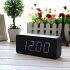 EiioX Wood Grain Clock LED desk alarm clock Time Temperature Date   Sound Control   Latest Generation Black Skin White LED Light 
