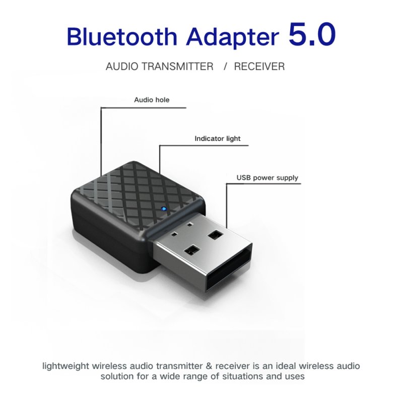 Bluetooth 5.0 Transmitter Receiver Mini 3.5mm AUX Stereo Wireless Bluetooth Adapter for Car Music Bluetooth Transmitter for TV
