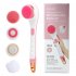 Electric Body Bath Brush Electric Long Handle Bath Brush Silicone Massage Body Scrubber Battery Powered charging Shower Brush 8382 charging   pink English