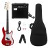 Electric Guitar Beginner Kit Rosewood Fingerboard 4 Strings Bass Accessories With Audio Picks Strap Guitar Bag Cable Wrench Red set