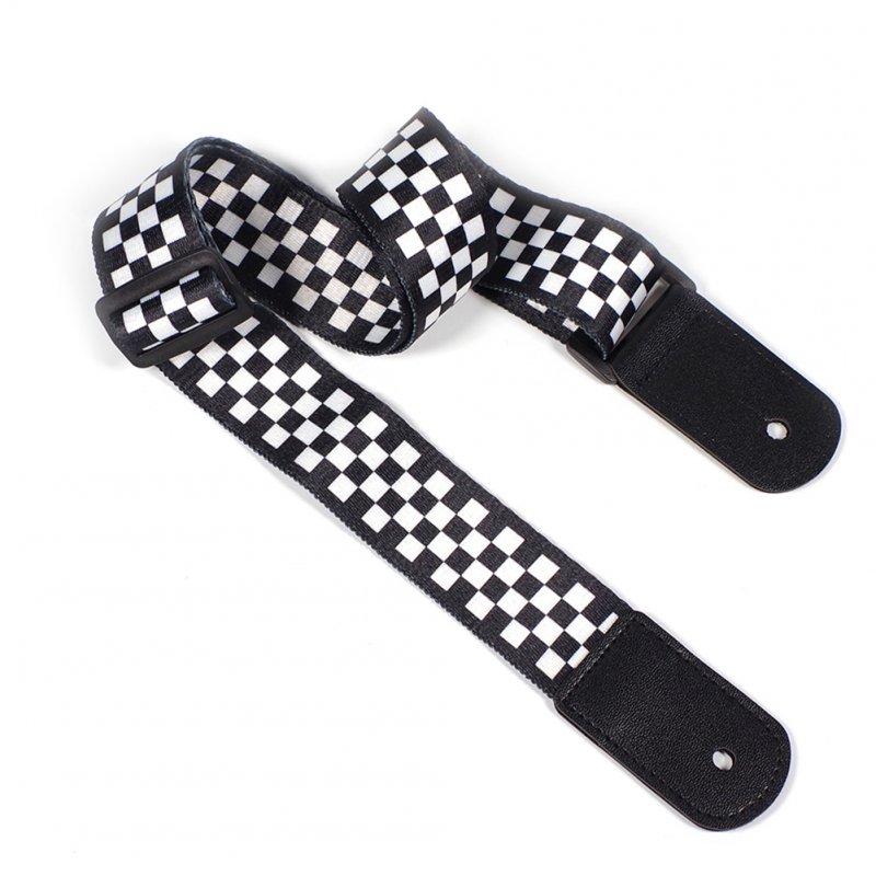 Electric Guitar Strap Black White Plaid Acoustic Guitar Strap Ukulele Bass Strap Guitar Accessories Black and white plaid