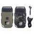 Electric Shaver Reciprocating Double Headed Beard Trimmer USB Rechargeable LCD Shaving Machine Army Green