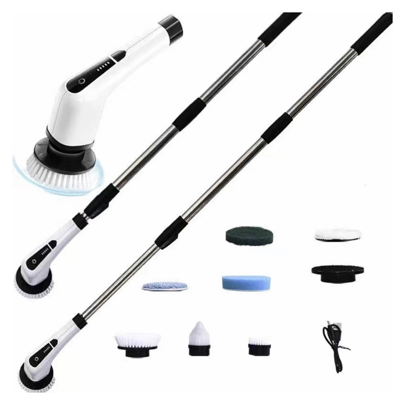 Electric Spin Scrubber, Electric Spin Brush With 7 Brush Heads, 3000mAh Rechargeable Battery, Type-C Charging Interface Spin Scrubber For Bathroom, Kitchen White
