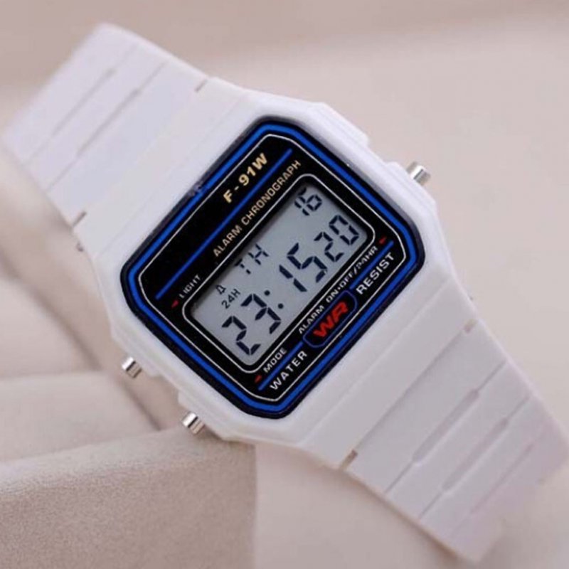 white digital waterproof watch