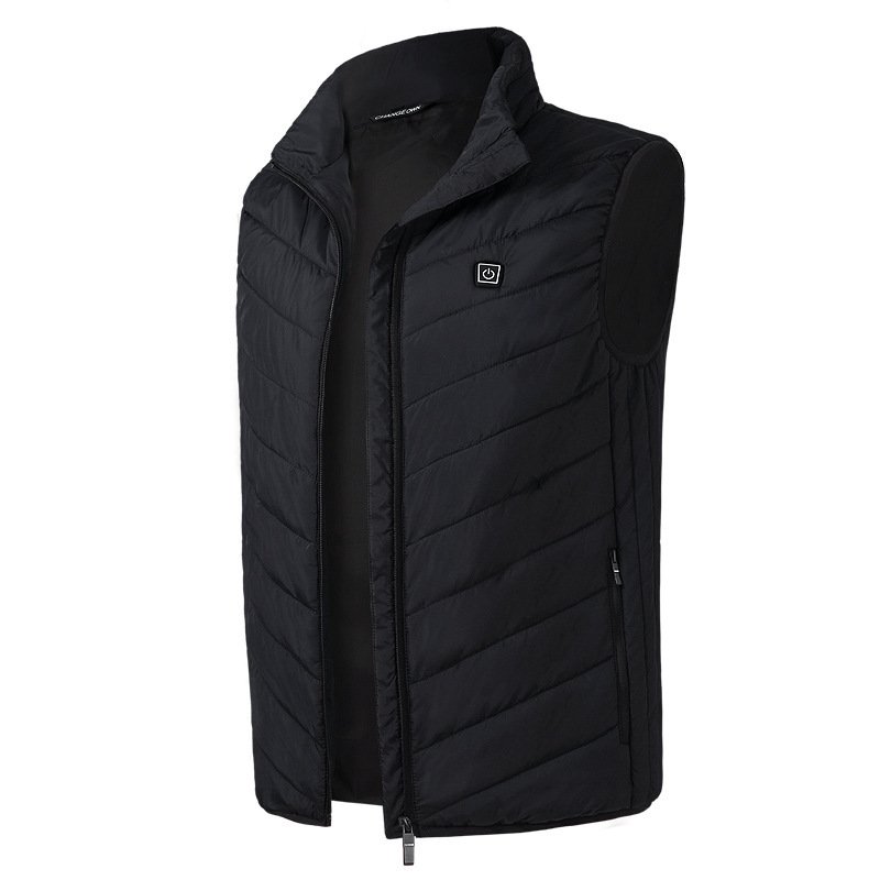 Electric Vest Heated Jacket USB Thermal Warm Heated Pad Winter Body Warmer black_M