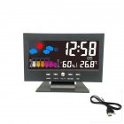 Electronic Alarm Clock Led Color Screen Temperature and Humidity Intelligent Voice Control Weather Forecast Clock Black host + USB_14.5*11*5.5cm