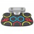Electronic Roll Up Drum Dual Speaker Rechargeable Practice Pad Digital Drum with Portable Folding Pedal Black