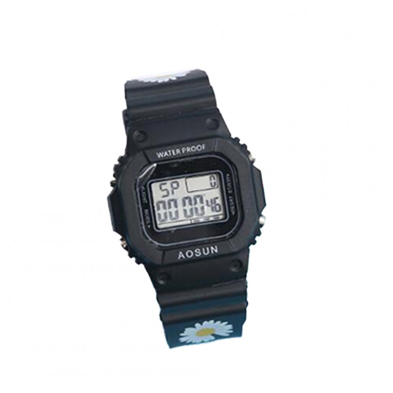 Electronic Watch Small Daisy Luminous Silicone Led Watch Watch black