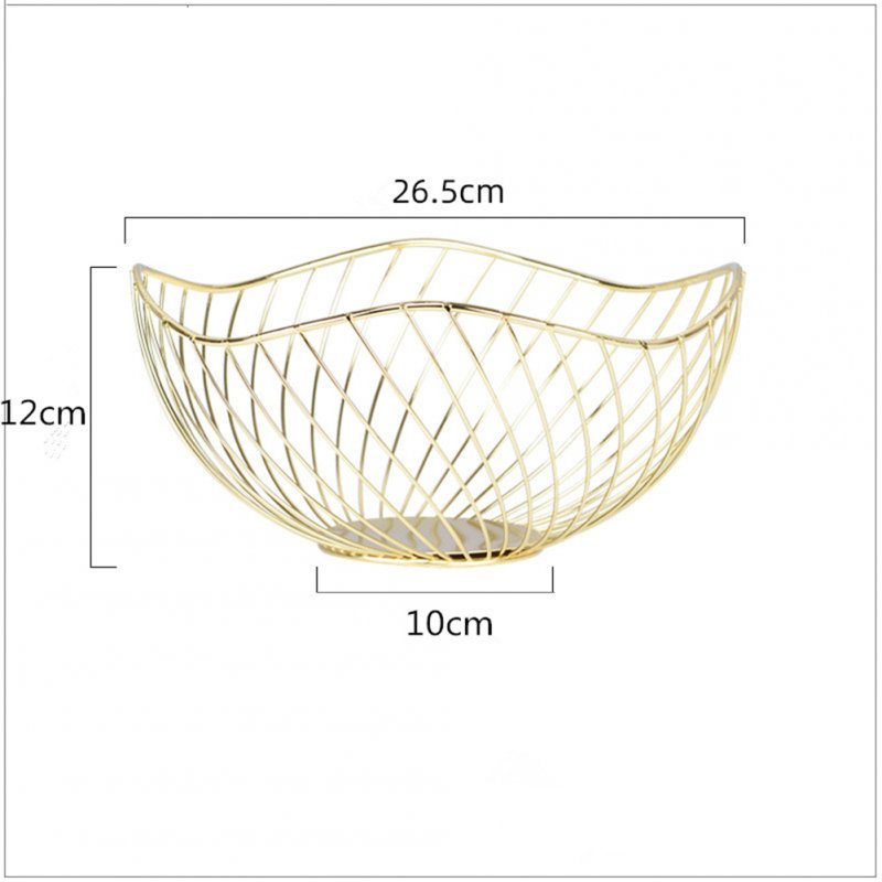 Electroplated Iron Wire Fruit Basket Snack Storage  Holder Household Tableware Golden_default
