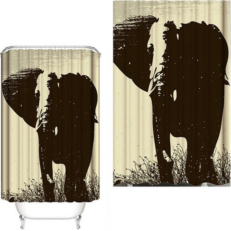 Elephant Theme Printing Shower  Curtain For Bathroom Bathtub Waterproof Curtain Black and white oil painting elephant_150*180cm