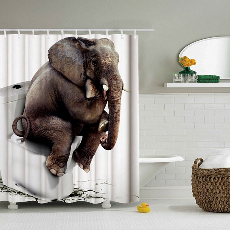 Elephant Theme Printing Shower  Curtain For Bathroom Bathtub Waterproof Curtain Toilet elephant_180*180cm