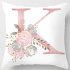 English Alphabet Cushion Cover Pink Flower Printed Pillow Cover for Sofa Home Livingroom Kid Room Car Decoration Pillowcase