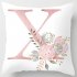 English Alphabet Cushion Cover Pink Flower Printed Pillow Cover for Sofa Home Livingroom Kid Room Car Decoration Pillowcase