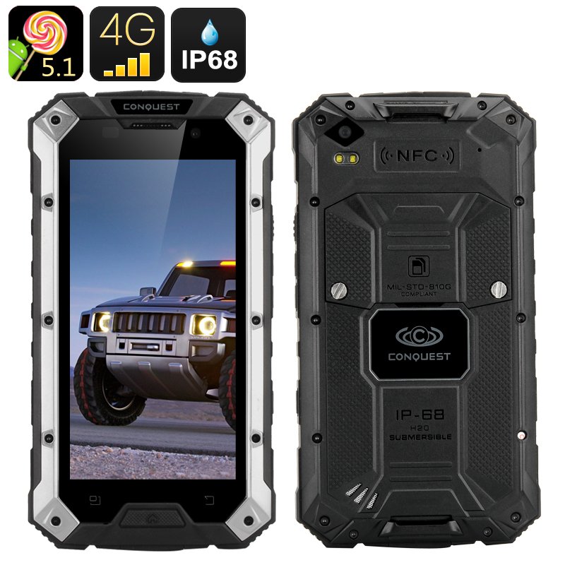Conquest S6 Rugged Smartphone (Silver Black)