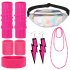 Environmental Protection Material Neon Prom Party Yoga Sports Headband Wristband Waist Bag Large Intestine Hair Ring Leg Set black One size