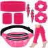 Environmental Protection Material Neon Prom Party Yoga Sports Headband Wristband Waist Bag Large Intestine Hair Ring Leg Set black One size