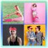 Environmental Protection Material Neon Prom Party Yoga Sports Headband Wristband Waist Bag Large Intestine Hair Ring Leg Set rose red One size