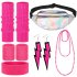 Environmental Protection Material Neon Prom Party Yoga Sports Headband Wristband Waist Bag Large Intestine Hair Ring Leg Set rose red One size