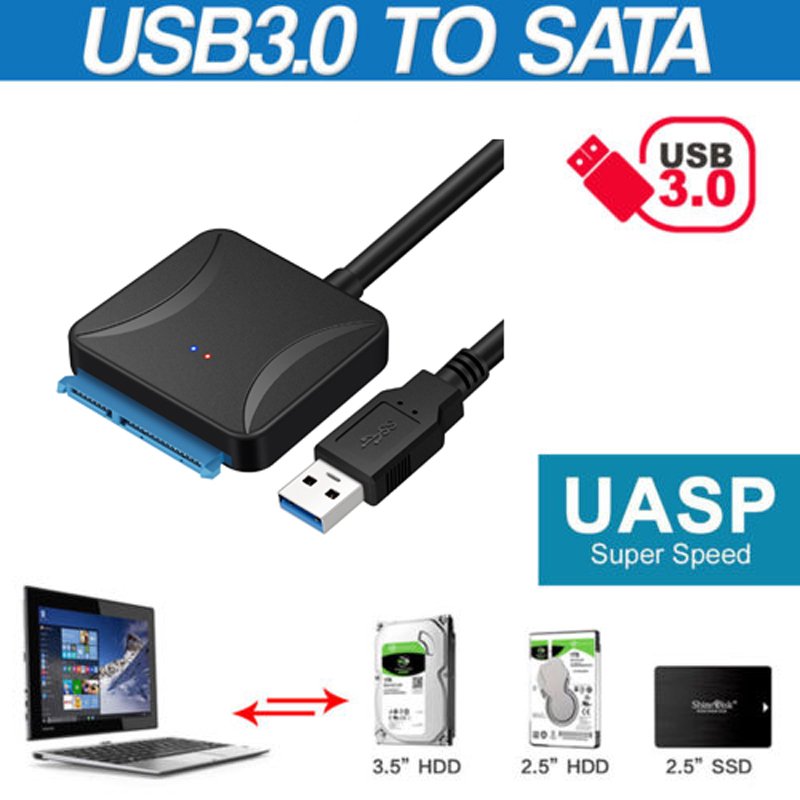 USB 3.0 to 2.5" 3.5" SATA III HDD SSD Hard Disk Drive Adapter Cable Converter 