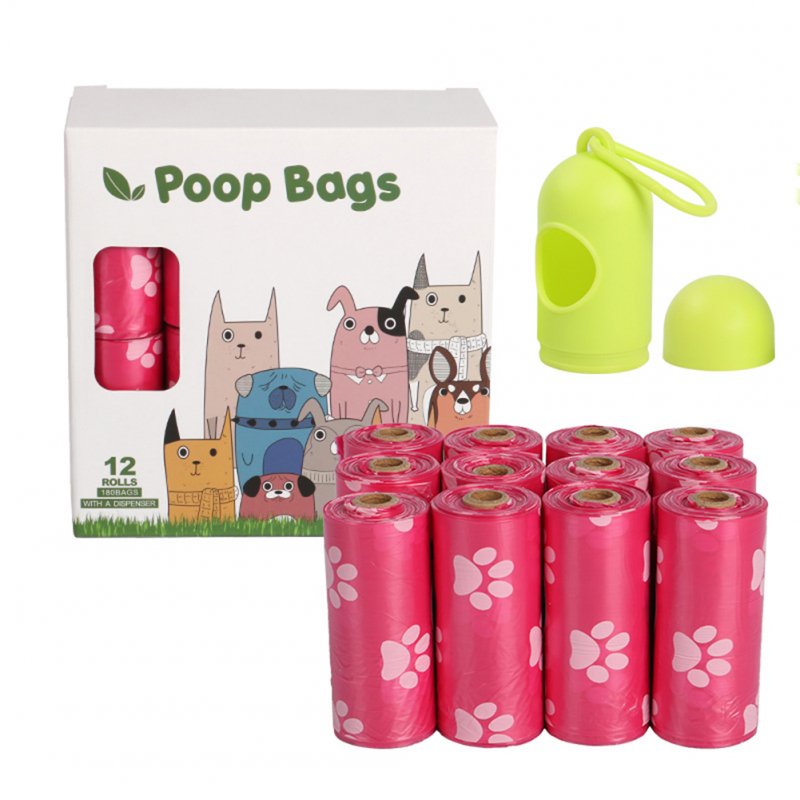 Epi Degradable Pet Garbage  Bag Dog Poop Picking Pouch Pet Supplies 12 rolls powder + dispenser_23*33cm/ 15 pieces per roll