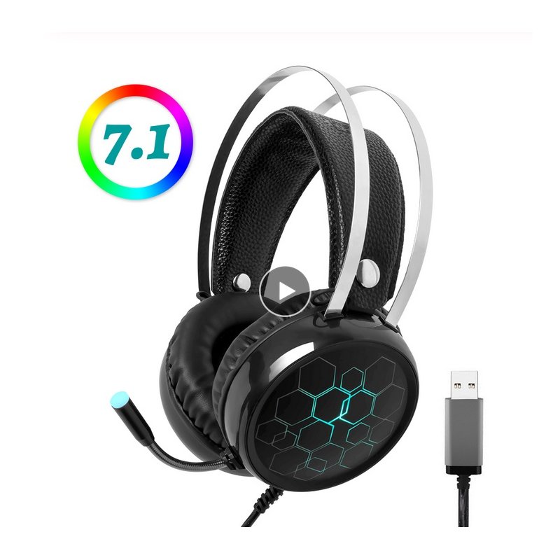 Professional 7.1 Gaming Headset Gamer Surround Sound USB Wired Headphones with Microphone for PC Computer Xbox One PS4 RGB Light 
