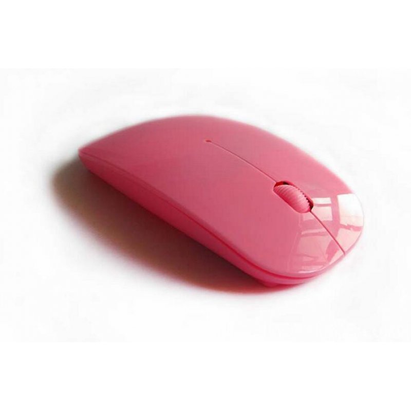 Ergonomic Curved Wireless 2.4 GHz Optical Slim Mouse White Pink