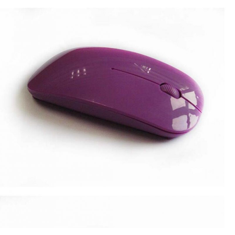 Ergonomic Curved Wireless 2.4 GHz Optical Slim Mouse Purple
