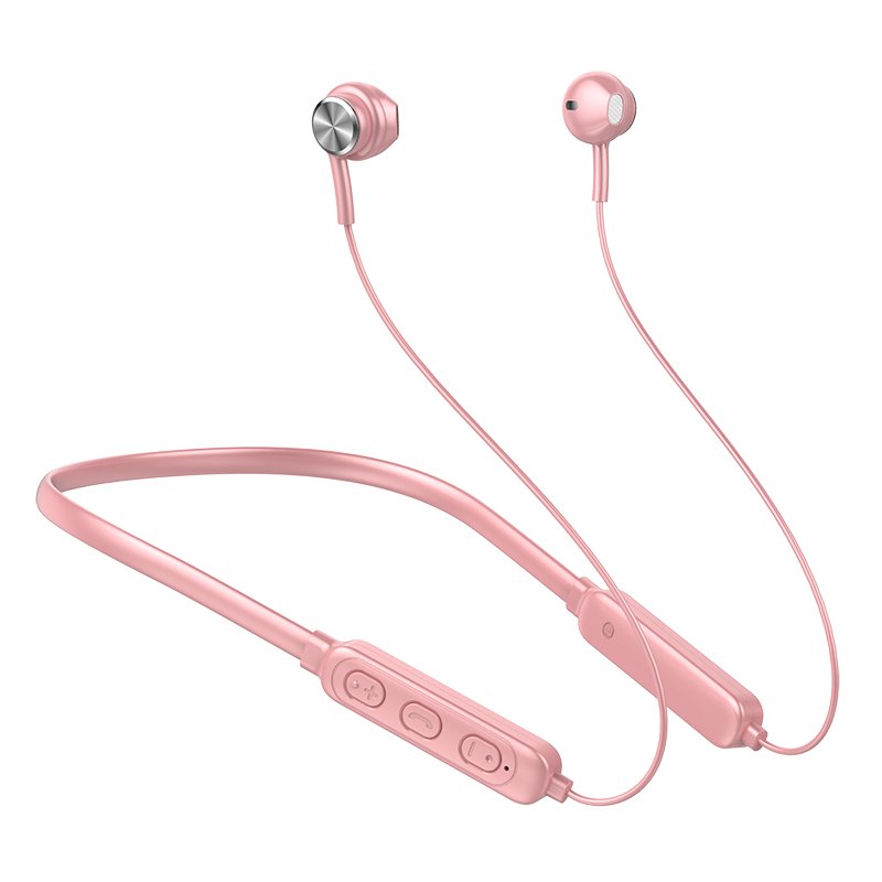 Ergonomic Earphones Lightweight Hanging Neck Wireless Bluetooth Sports Earphone GB04 Pink
