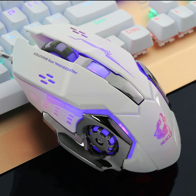 Ergonomic Pro Wired LED Light 4000DPI Optical USB Gamer Gaming Mouse  white