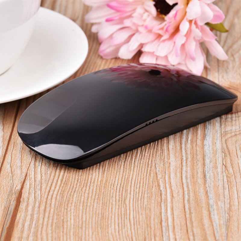 Ergonomic USB Wireless Slim Mouse Touch Stripe Scroll 2.4G 1200 DPI Optical Mini Mouse for Laptop Desktop PC  black