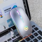 Ergonomic Wireless Mouse Rechargeable Silent LED Backlit Portable Cute Mini Mouse Works for PC Computer Gray