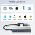 Ethernet Adapter 4 In 1 Hub 100 1000Mbps USB 3 0 Type C To RJ45 Multiport LAN Network Adapter For Laptop PC Computer Gigabit 1000Mbps Silver