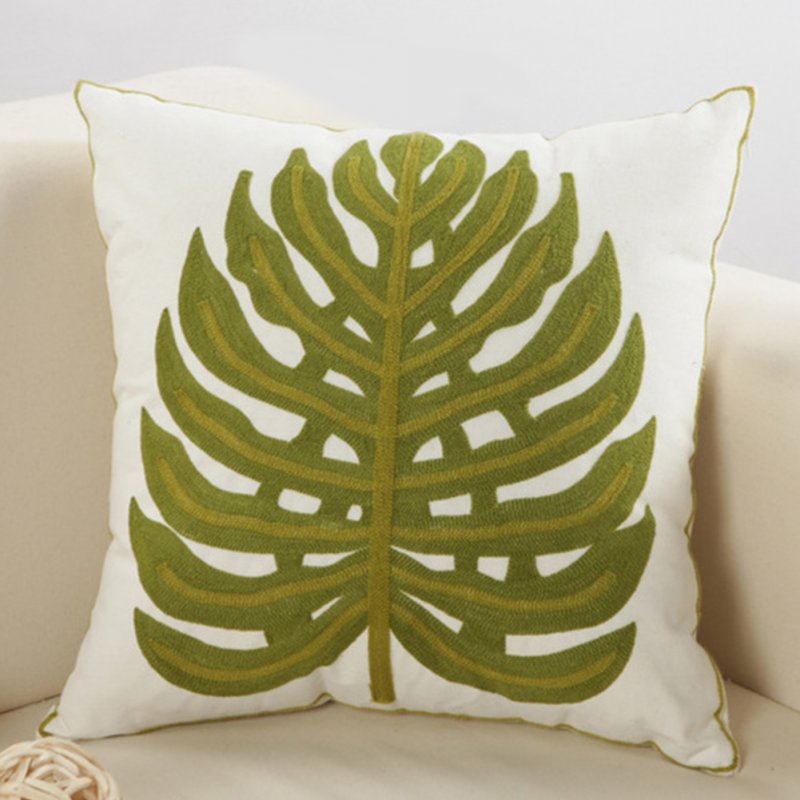 Ethnic Style Embroidery Pattern Car Sofa Throw Pillow Cover C Bodhi Leaf_45*45cm individual pillowcase