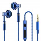 Excellent Sound Quality Wired  Earphones Low-latency Noise Cancelling Ergonomic Design In-ear Stereo Earplugs With Microphone blue