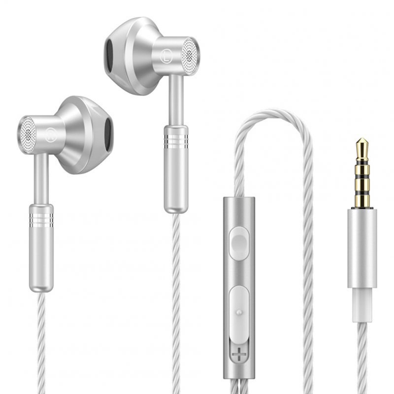 Excellent Sound Quality Wired  Earphones Low-latency Noise Cancelling Ergonomic Design In-ear Stereo Earplugs With Microphone silver