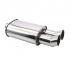 Exhaust Tips Muffler Dual Outlet Stainless Steel Exhaust Muffler Pipes Straight-Through Performance Exhaust Tip Exhaust Pipe Automobile Accessories XH-EP053-SL silver