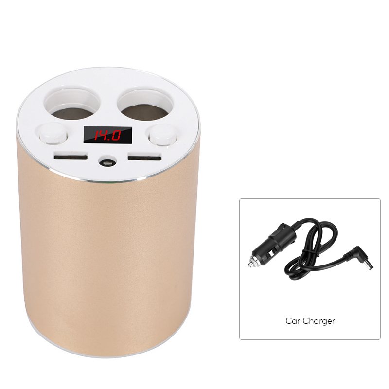 Explosion-Proof Dual USB Port Car Cup Charger with Dual 80W Cigarette Output,LED Display,45CM Cable