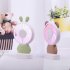 Exquisite Cute Rabbit Bear Handheld Fans Mini  Fans Portable Small LED Night light Electric Fan Green rabbit