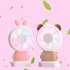 Exquisite Cute Rabbit Bear Handheld Fans Mini  Fans Portable Small LED Night light Electric Fan Green rabbit
