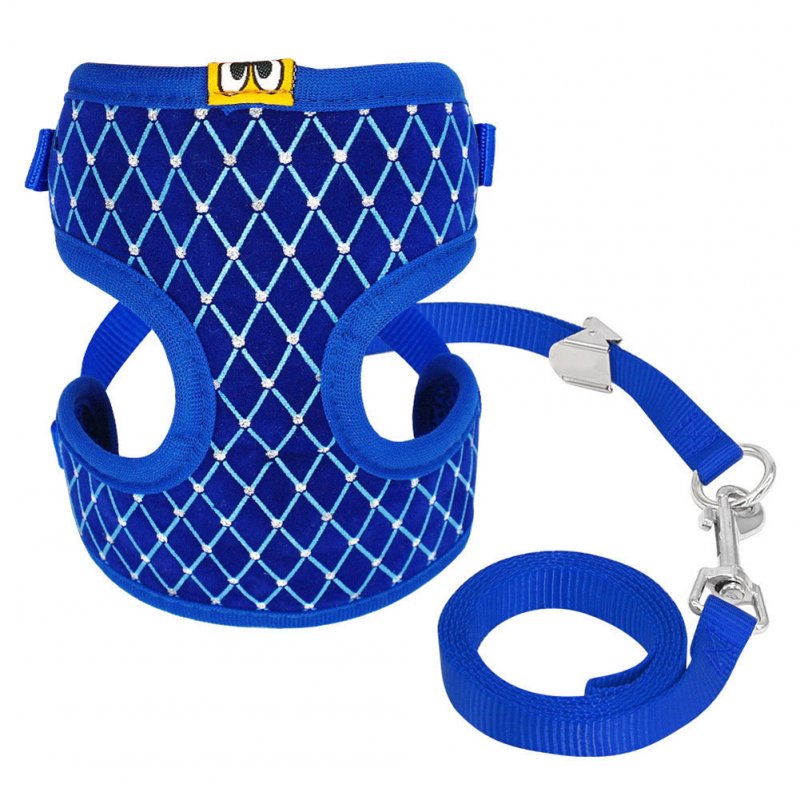 Exquisite Dog Chest Leash Traction Belt Pet Harness Straps for Small Dogs Cats (L) blue_L- Bust 32cm-48cm