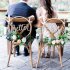 Exquisite Wooden Chair Back Hanging Pendant with Ribbon for Wedding Party Decoration