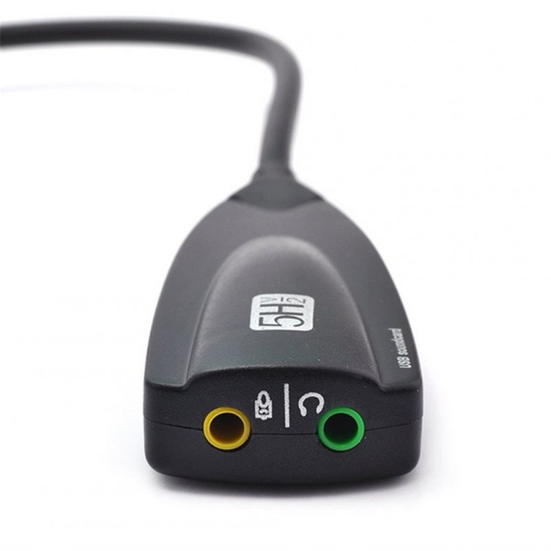 External USB 7.1 Sound Card Audio Adapter 5HV2 3D Headset Microphone 3.5mm for Laptop PC black