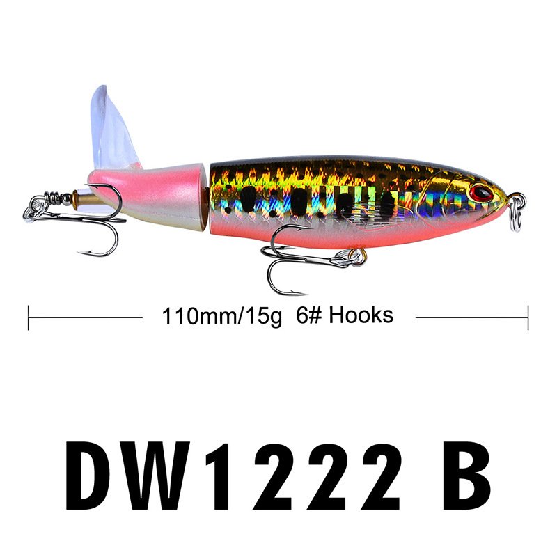 Eye Rotating Tail Topwater Bass Fishing Lure Fish Bait Hooks 15G 11CM DW1222B_15G