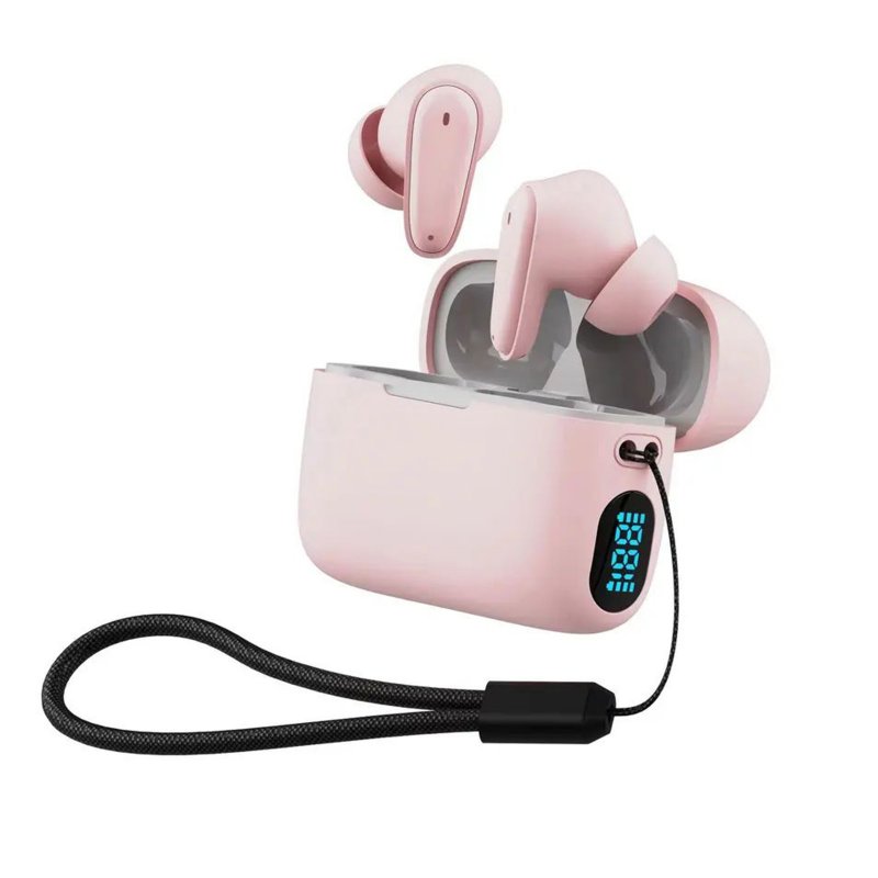 F09 Wireless Earbuds Waterproof In-Ear Stereo Earphones With Power Display Charging Case For Cell Phone Computer Laptop Sports pink