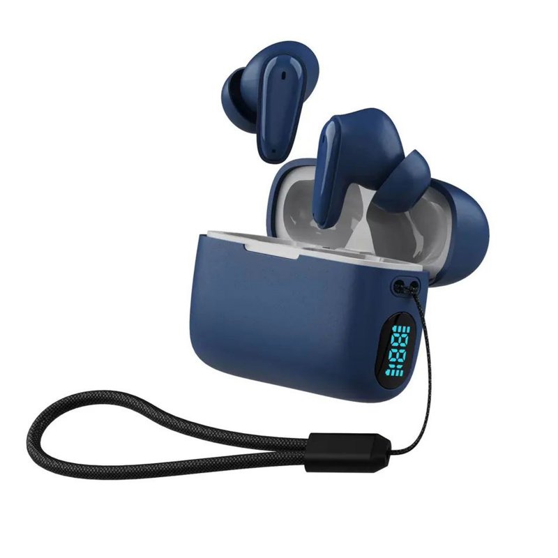 F09 Wireless Earbuds Waterproof In-Ear Stereo Earphones With Power Display Charging Case For Cell Phone Computer Laptop Sports blue
