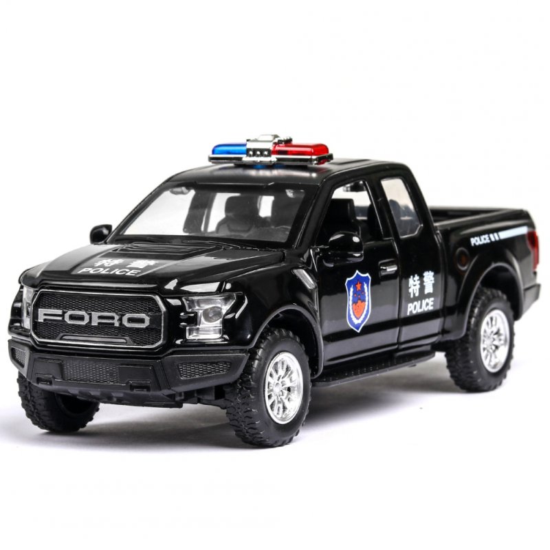 F150 Simulation 1:32 Open Door with Sound Light Off-Road Alloy Police Car Model Toys  black