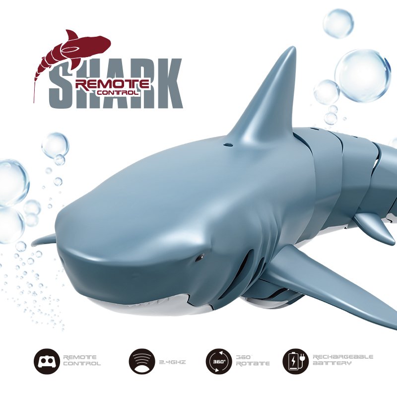 F151 2.4G Bionic Remote Control Shark Model Waterproof Toy for Kids Adults blue