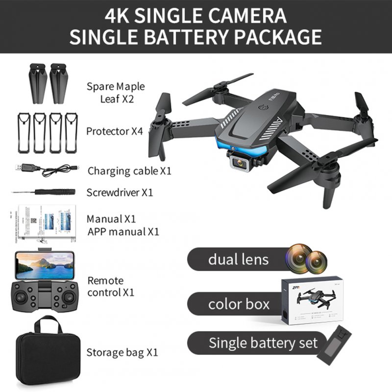 F185 Aerial Photography Drone With Three-sided Automatic Obstacle Avoidance Aircraft Hd 4k Pixel Dual-lens Remote Control Aircraft Black Dual Lens 4K