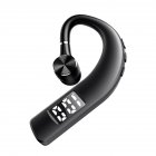F19 Bluetooth-compatible 5.2 Headset Digital Display Noise Reduction Unilateral Hanging Ear Wireless Business Sports Earphone Black
