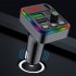 F19 Car Fm Transmitter Bluetooth compatible Calling Stereo Music Player Type c Charger Colorful Ambient Light black